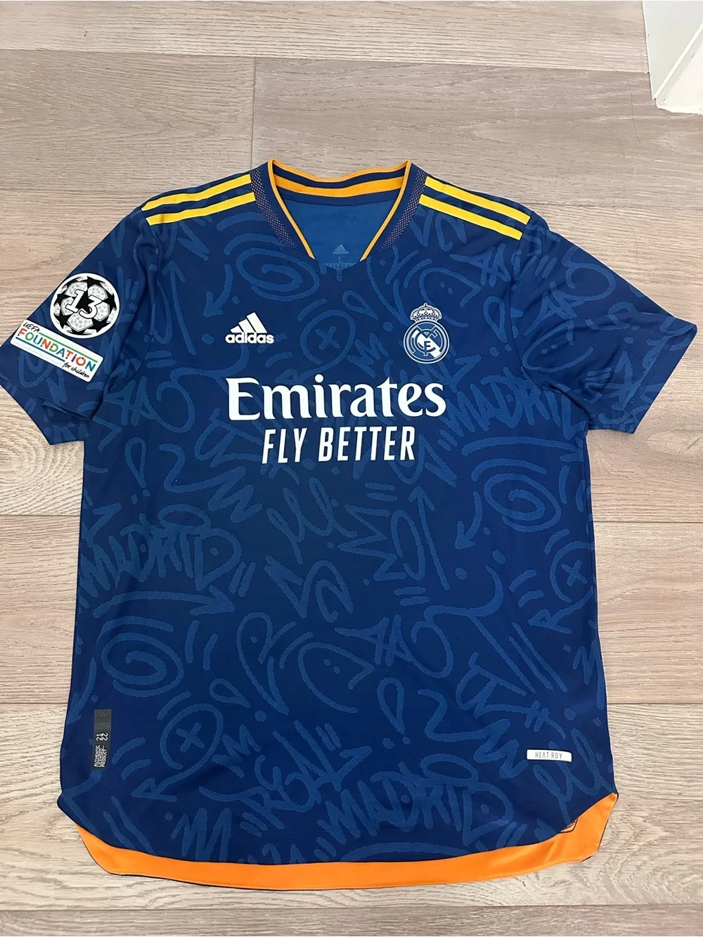 2021-2022 Real Madrid Away Champions League Authentic Kit Vini Jr Size LARGE